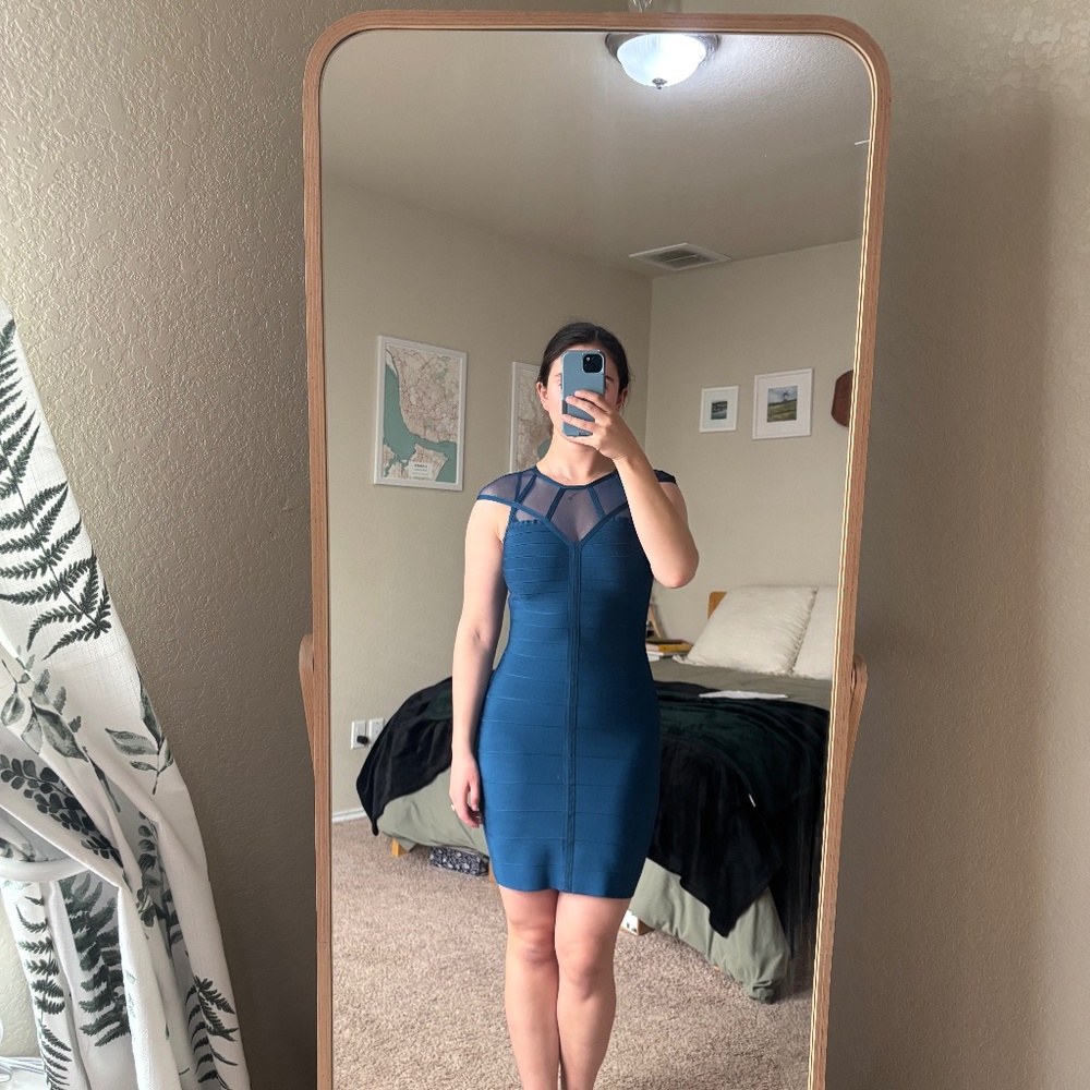 Guess London Teal Bodycon Dress
